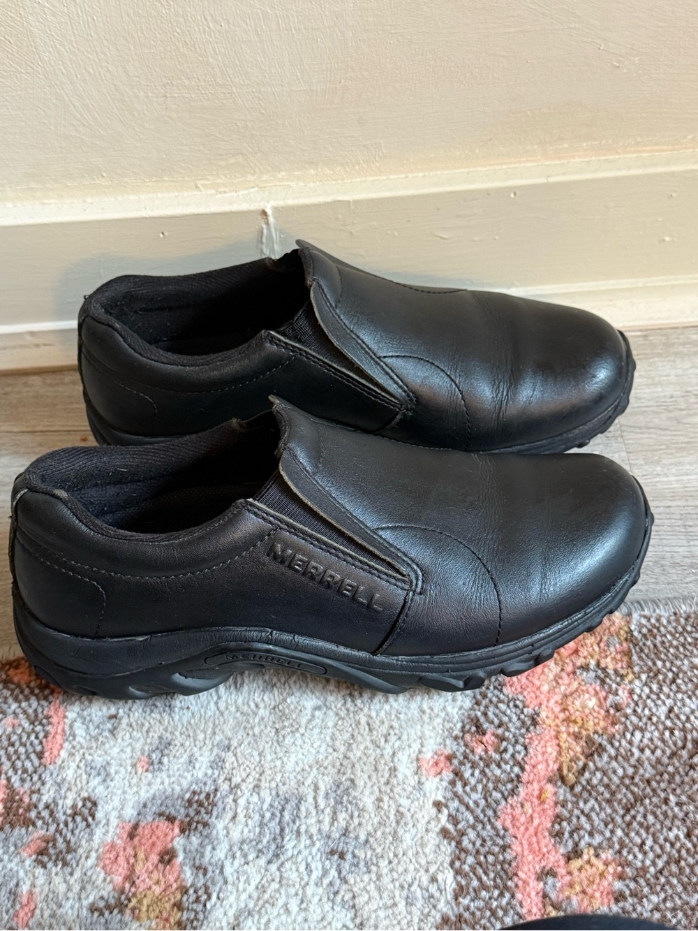 Merrell Black Slip-On Leather Casual Work Loafers